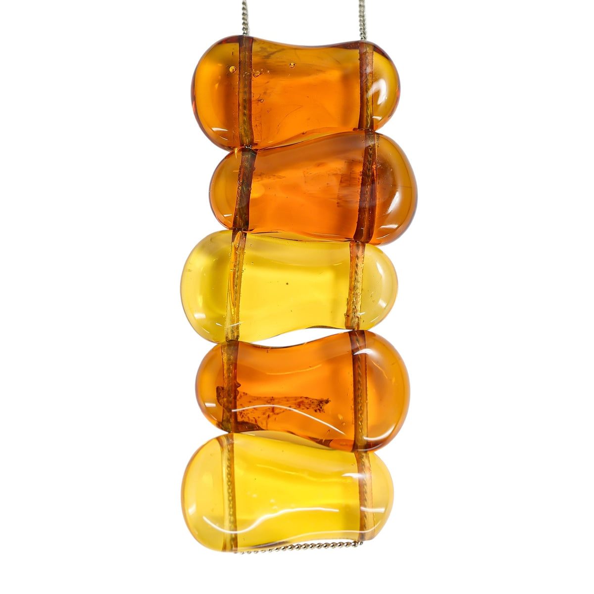 Signed Marina & Susanna Sent Murano Modernist Glass Pendant Necklace Amber Honey Tones