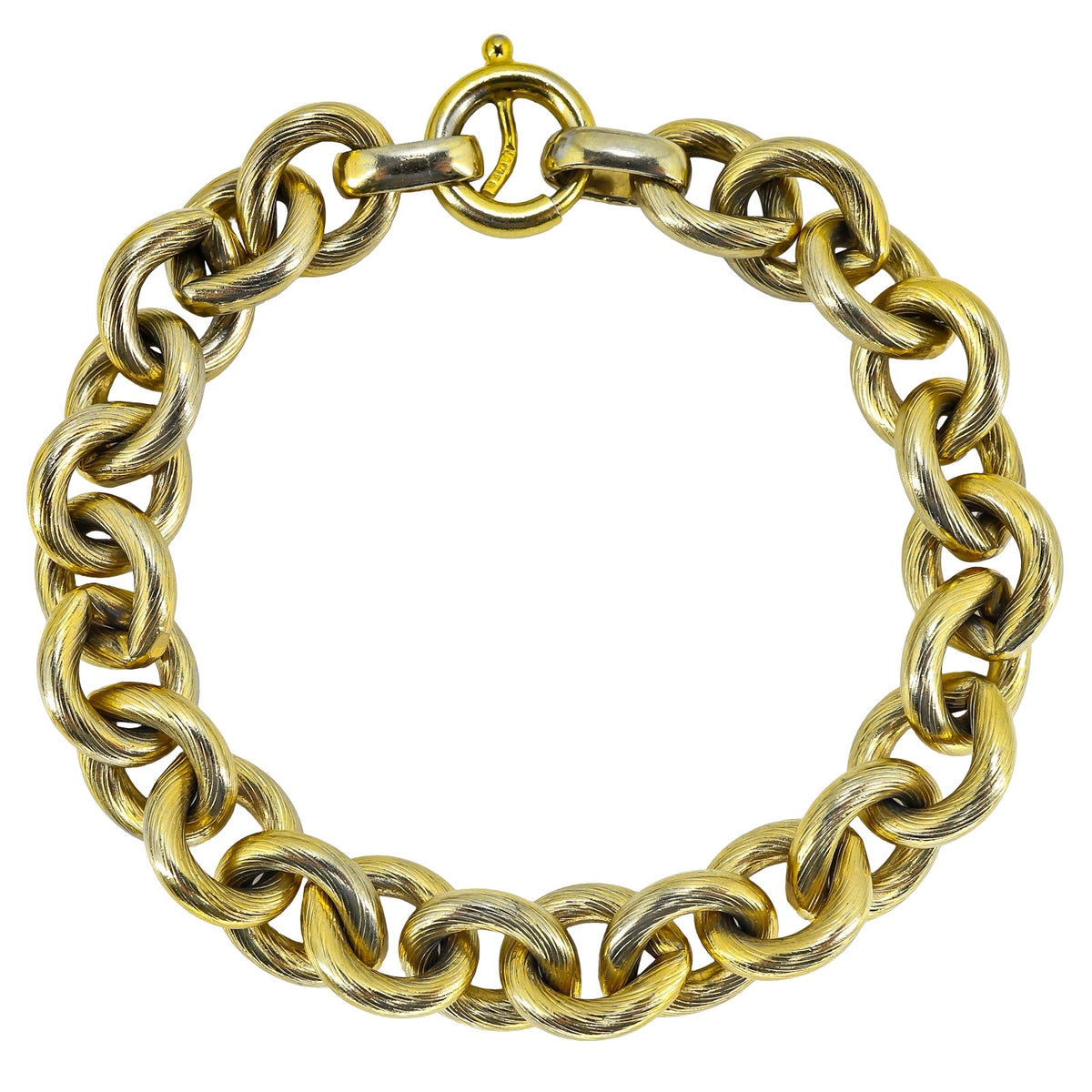 Vintage 1950s Signed Napier Gold Tone Textured Heavy Link Chain Bracelet