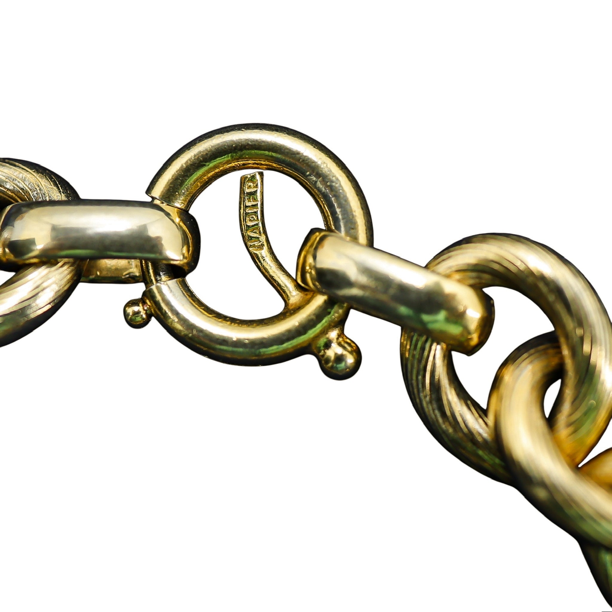 Early Vintage Napier 50s Gold Tone Textured Link Chain Bracelet