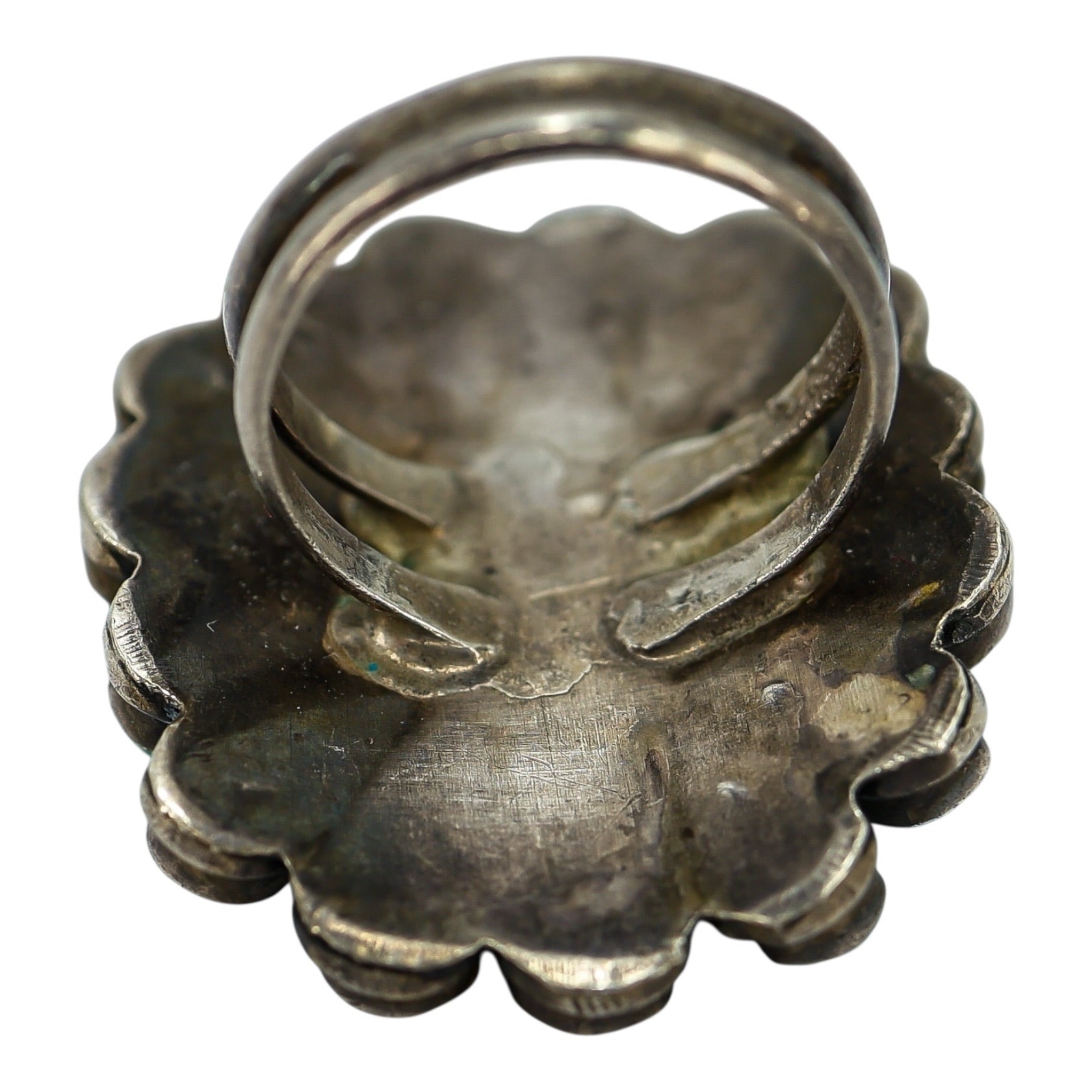 Vintage Southwestern Zuni-Style Petit Point Turquoise Sterling Silver Ring Size 6.5