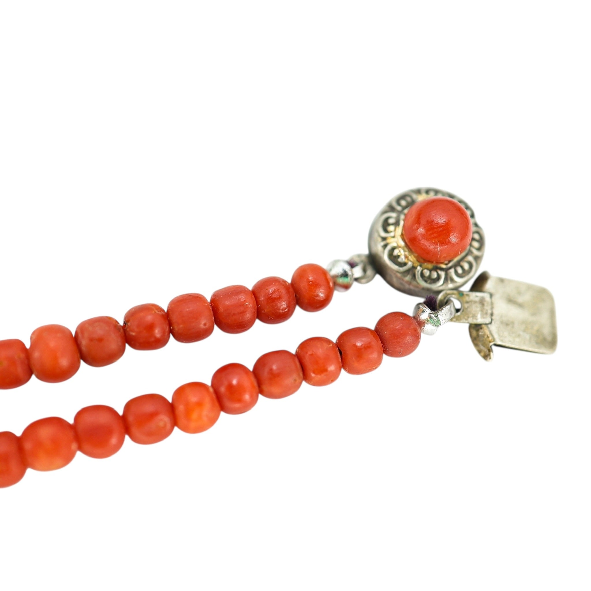 Vintage Mediterranean Red Coral Graduated Bead Necklace 20” – Natural Undyed Coral, 24 g