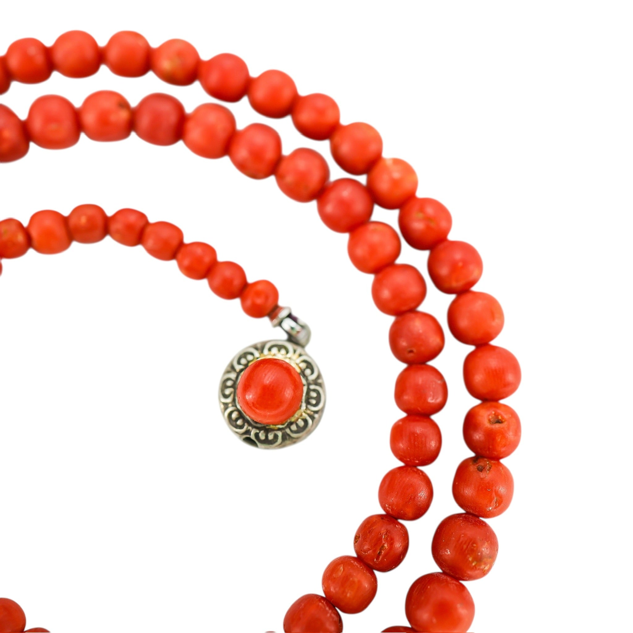 Vintage Mediterranean Red Coral Graduated Bead Necklace 20” – Natural Undyed Coral, 24 g