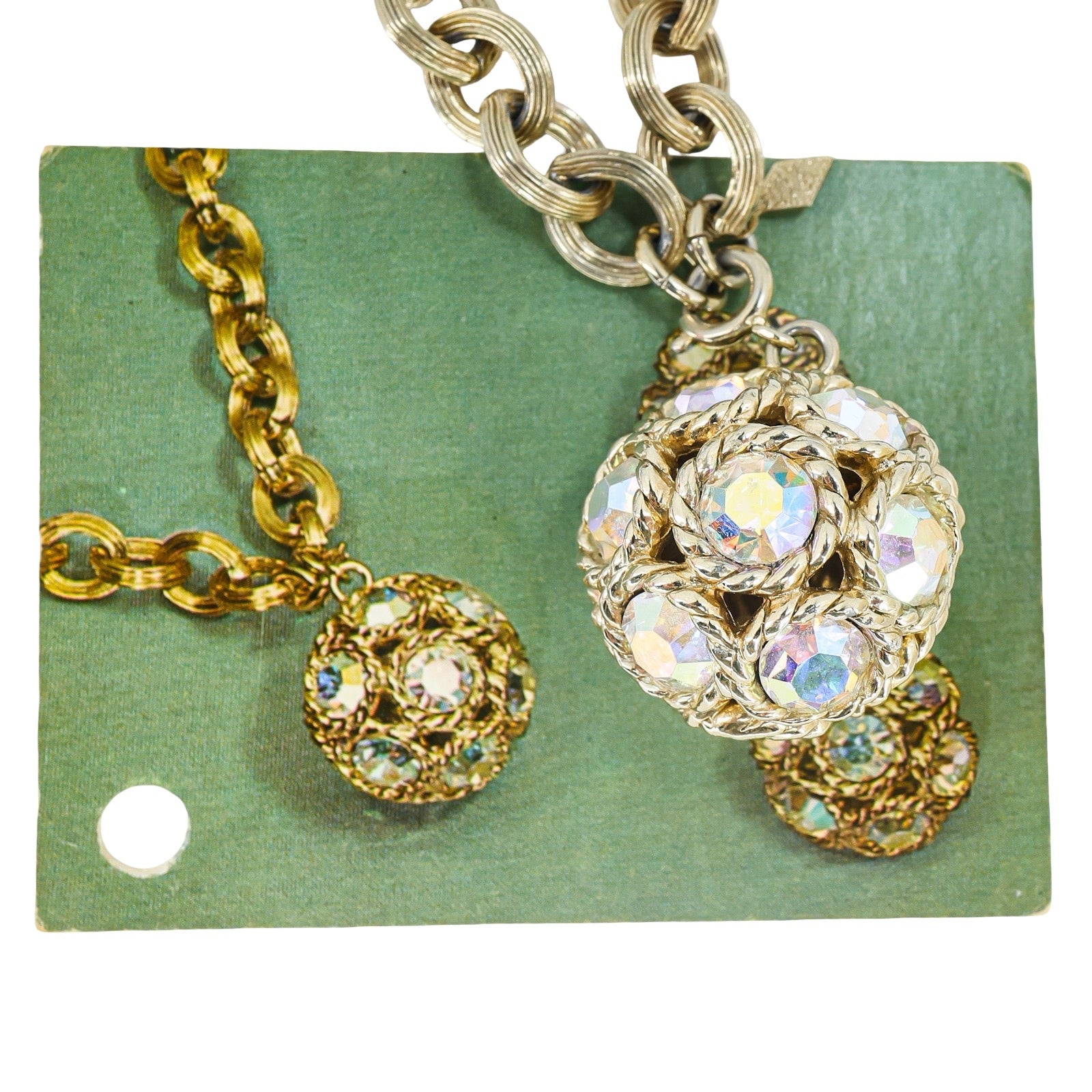 1960s Sarah Coventry Dancing Magic Convertible Necklace Bracelet AB Rhinestones With Card
