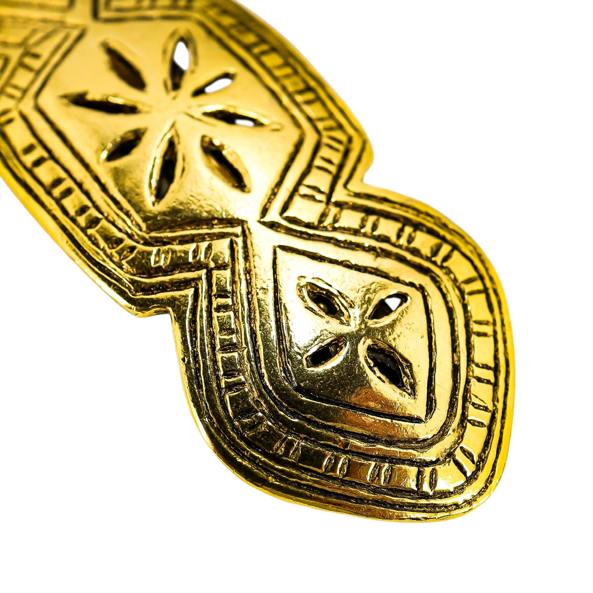 Vintage Scooter Paris Sculptural Gold-Tone Barrette - French Etruscan Revival Design ~4”