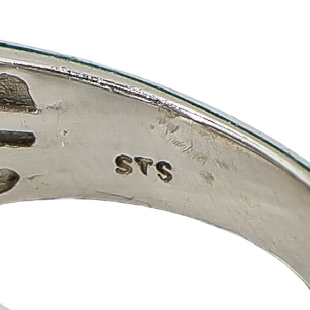 Signed STS Sterling Silver Multi-Stone Ring Blue & Aqua Stones Size 8