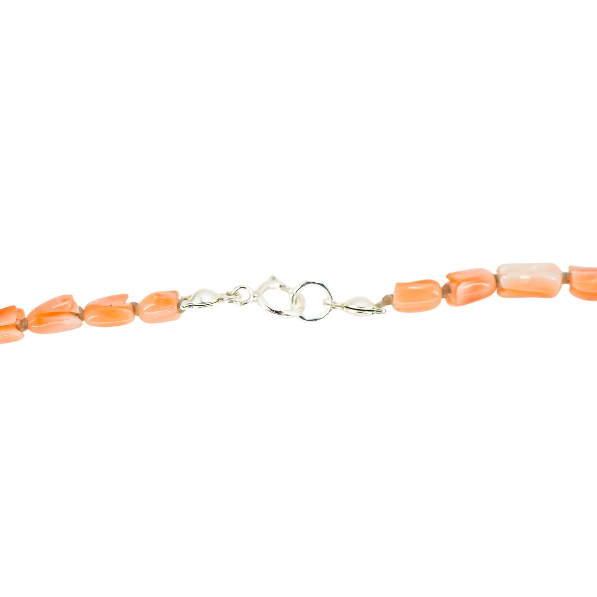 Vintage Tulip Bud Carved Salmon Pink Momo Coral Necklace (Var 2) 15g 19”