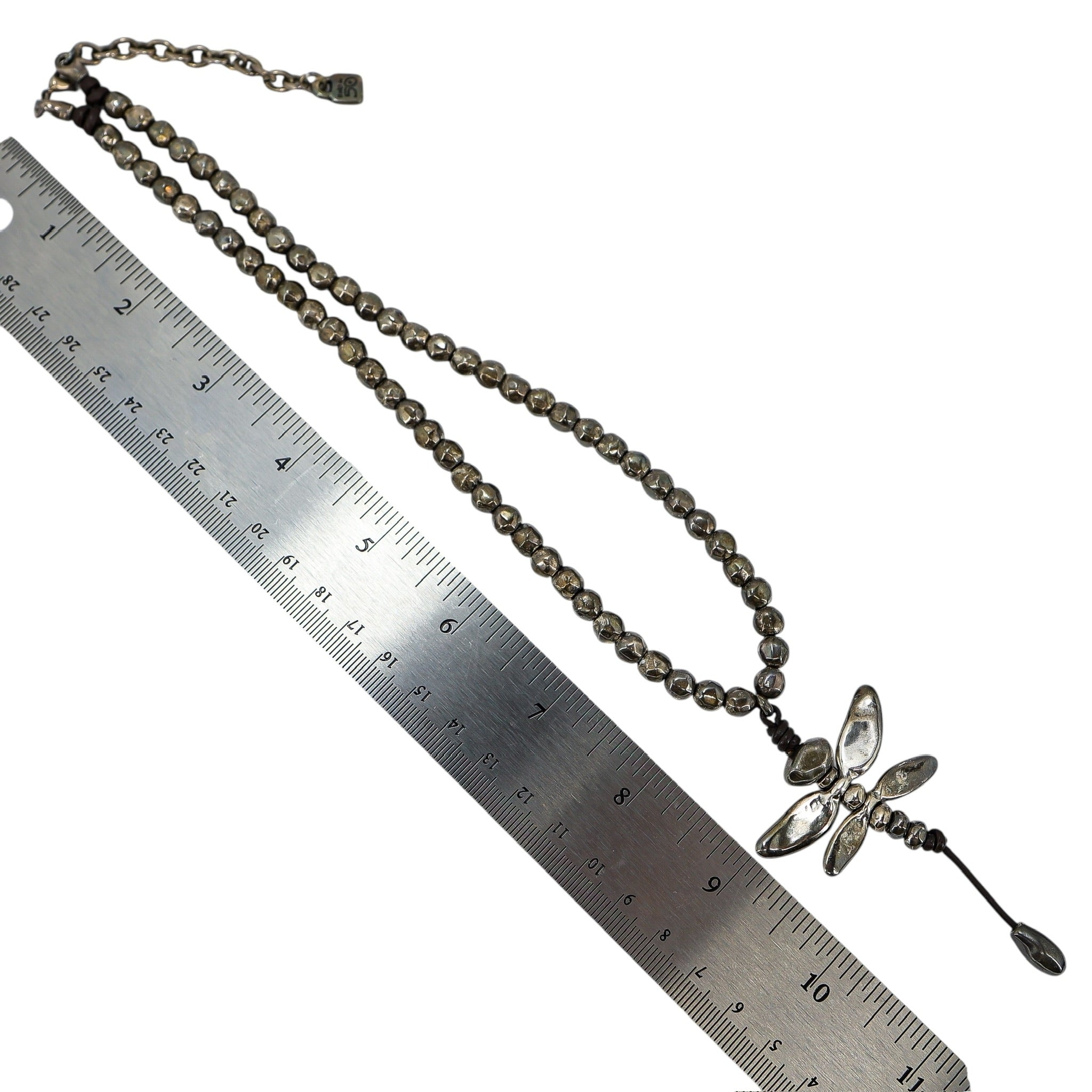 Early UnoDe50 Leather And Metal Beaded Dragonfly Necklace - Post Grunge Industrial Boho