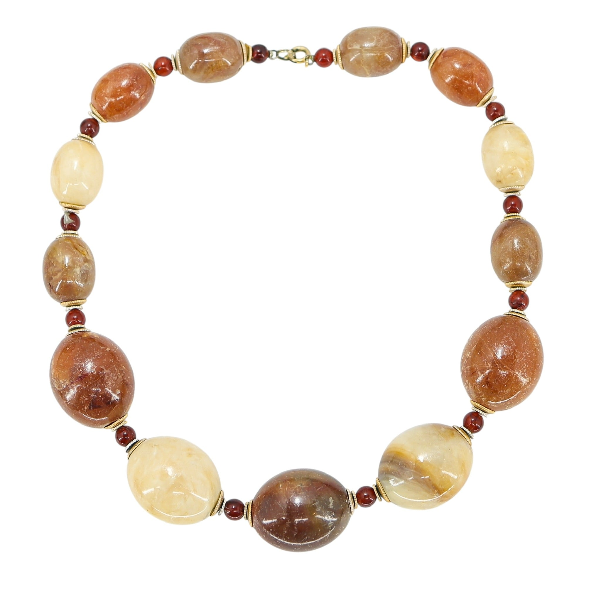 Vintage Art Deco Scented Celluloid Necklace - Chunky Graduated Beads in Natural Colors
