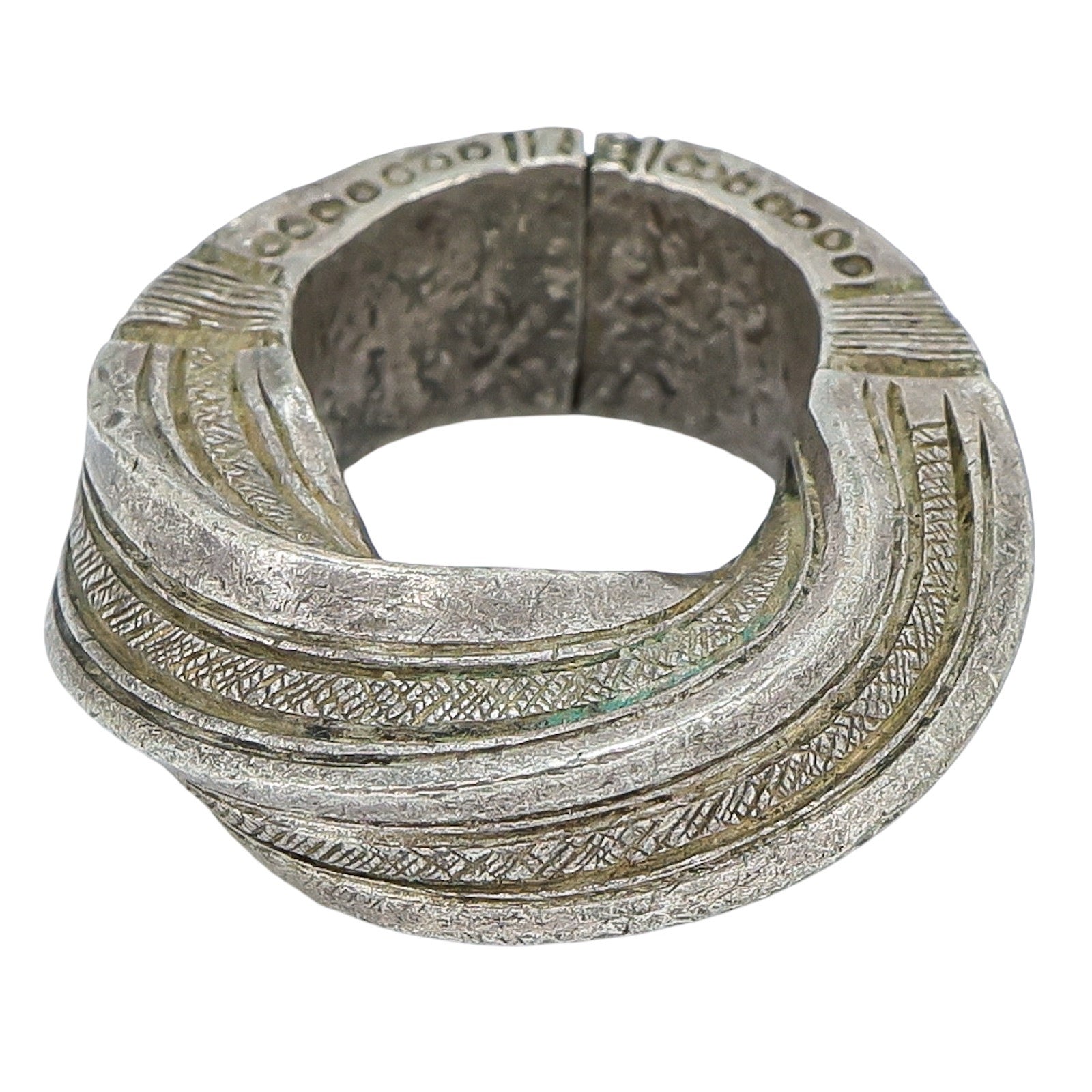 West African Saharan Tribal Ornate Twisted Ring - Prestige Amulet - Size 6.5-7 38g